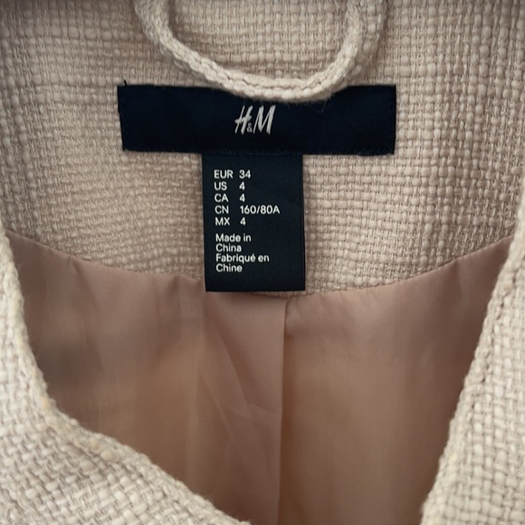 H&M JACKET eur 34 us 4 beige nude with pockets biker style - Picture 2 of 5